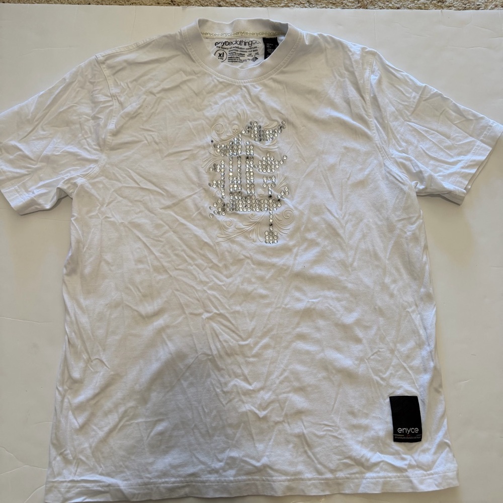 Enyce White Short Sleeve Tee with Graphic Design